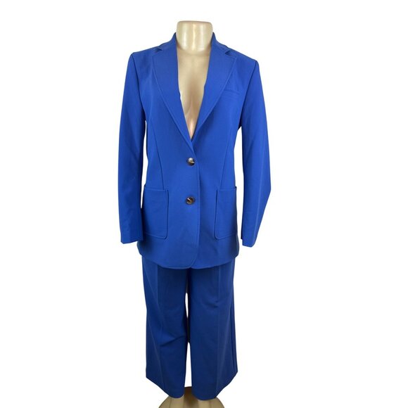J. McLaughlin Women’s Royal Blue Blazer & Wide-Leg Pants Set Office Attire Sz 6 - Picture 1 of 15